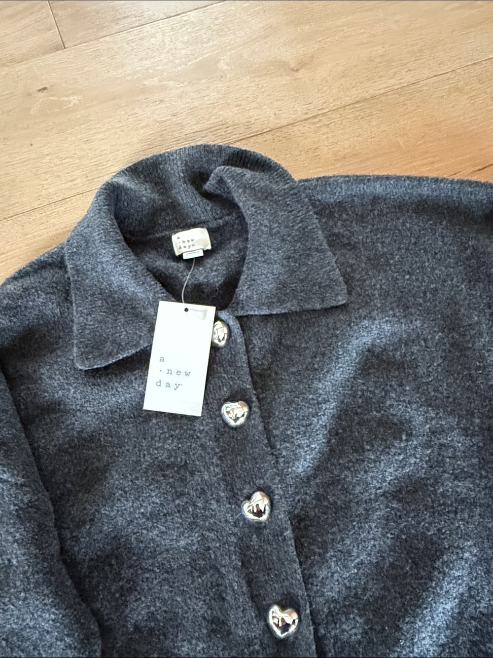 a new day Charcoal Gray Button-Up Knit Cardigan - Picture 4 of 4